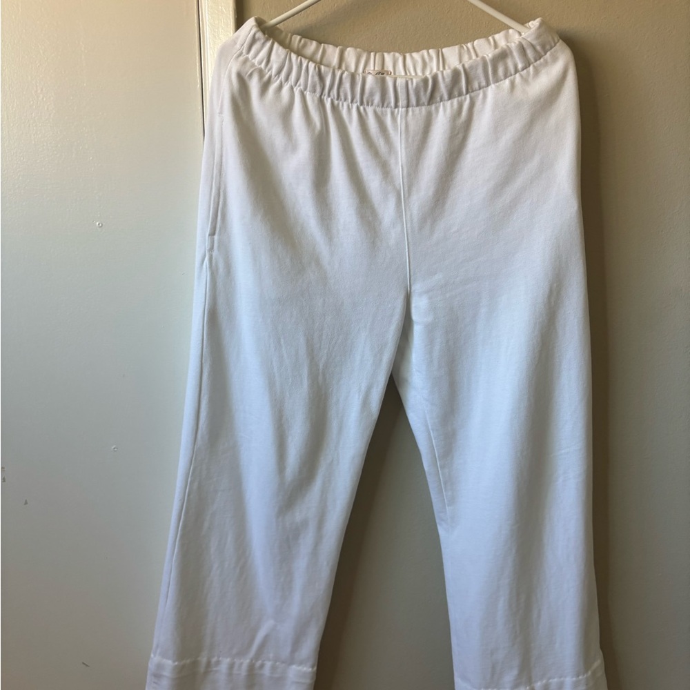 bramdy White Elastic Waist Pants